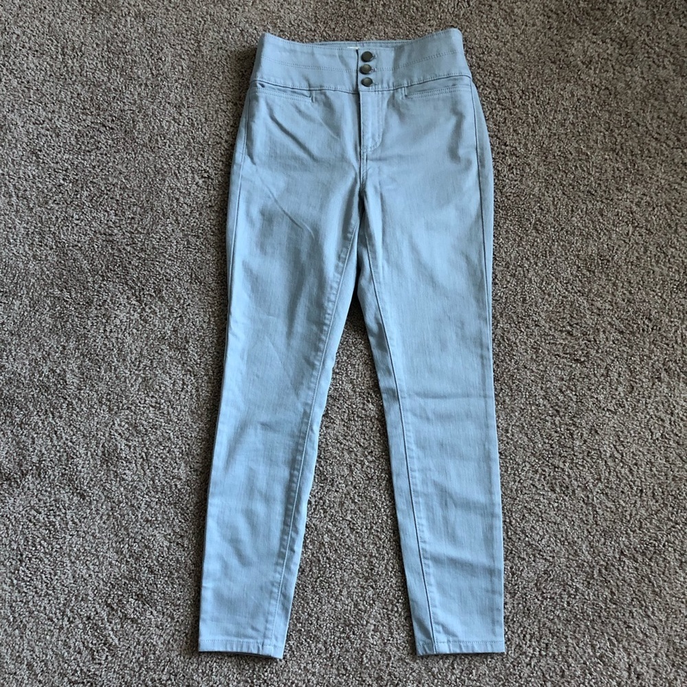 Loft Jeans Womens Size 0 Blue Grey High Waist 3-Button
